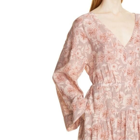 Vince Dahlia‎ Floral Print V-Neck Open Back Mini Dress Size M - Picture 4 of 12